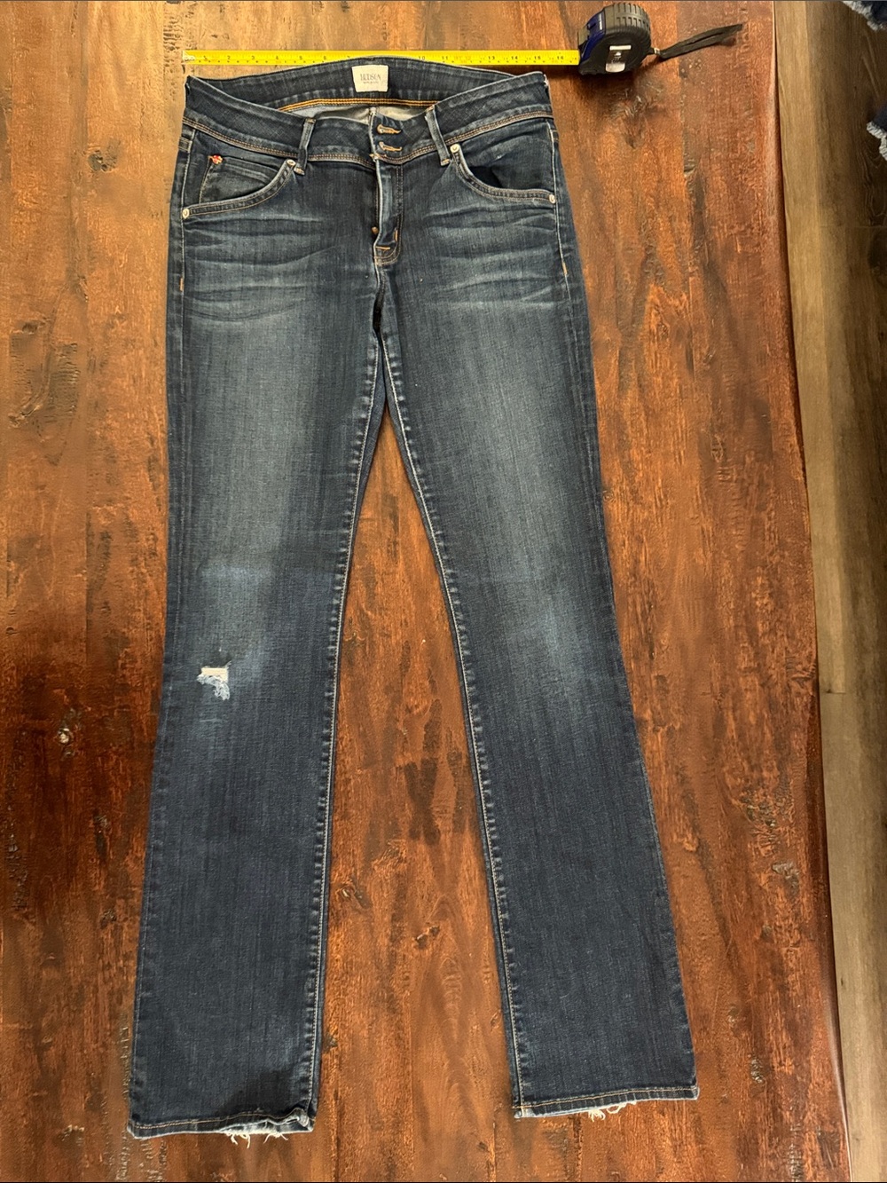 Hudson Jeans Beth baby Bootcut Dark Blue Denim with Light Distress, size 30